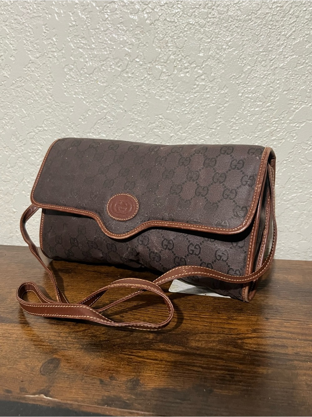 Gucci Brown and Tan GG Canvas Crossbody Bag